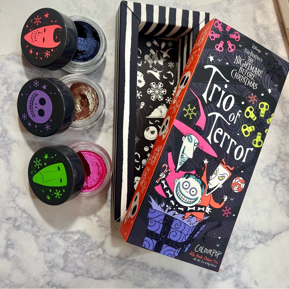 Colourpop x Tim Burton’s The Nightmare Before Christmas Trio of Terror Shadows
